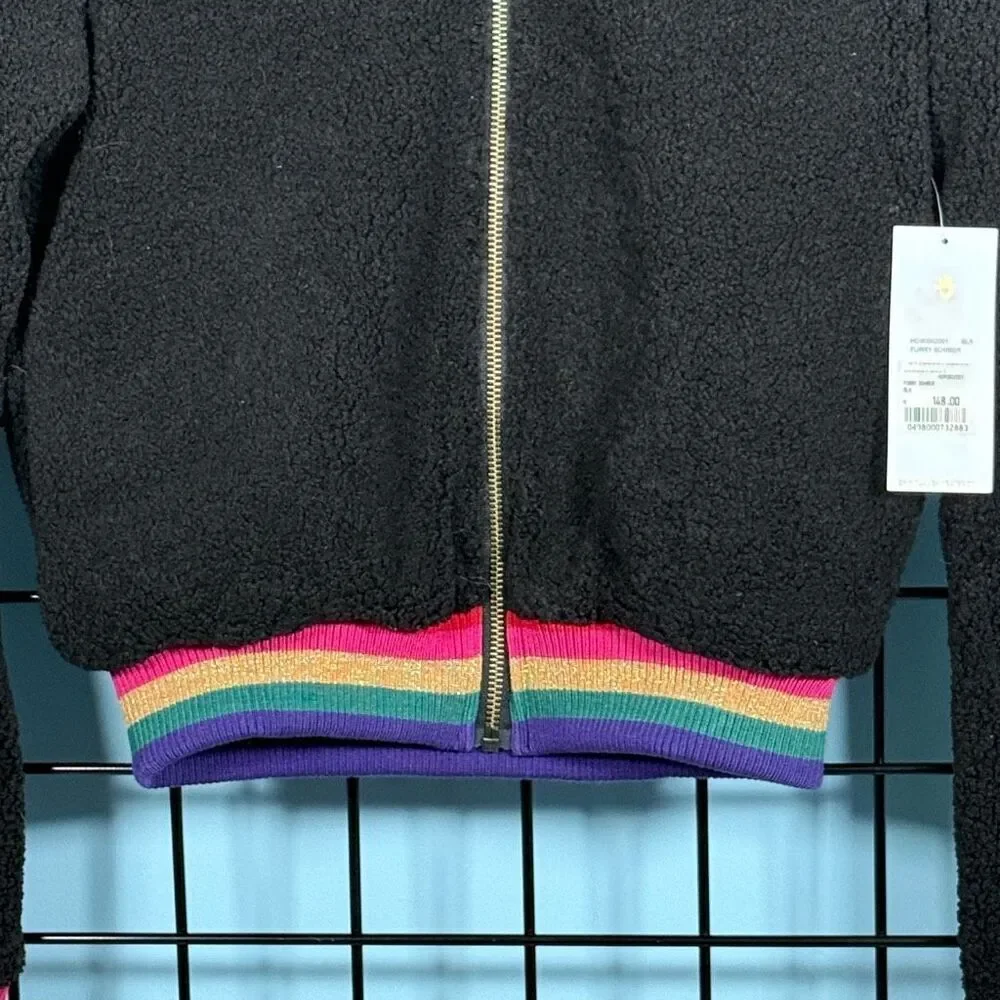 Spiritual Gangster‎ Girls LOVED Furry Bomber Jacket Girls M (12) Black NWT